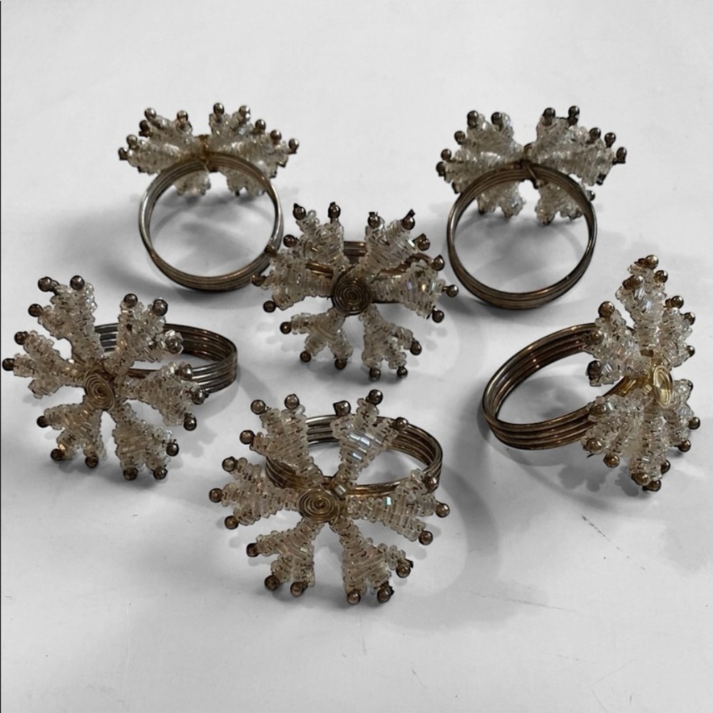 Silver Snowflake Napkin Rings 6x